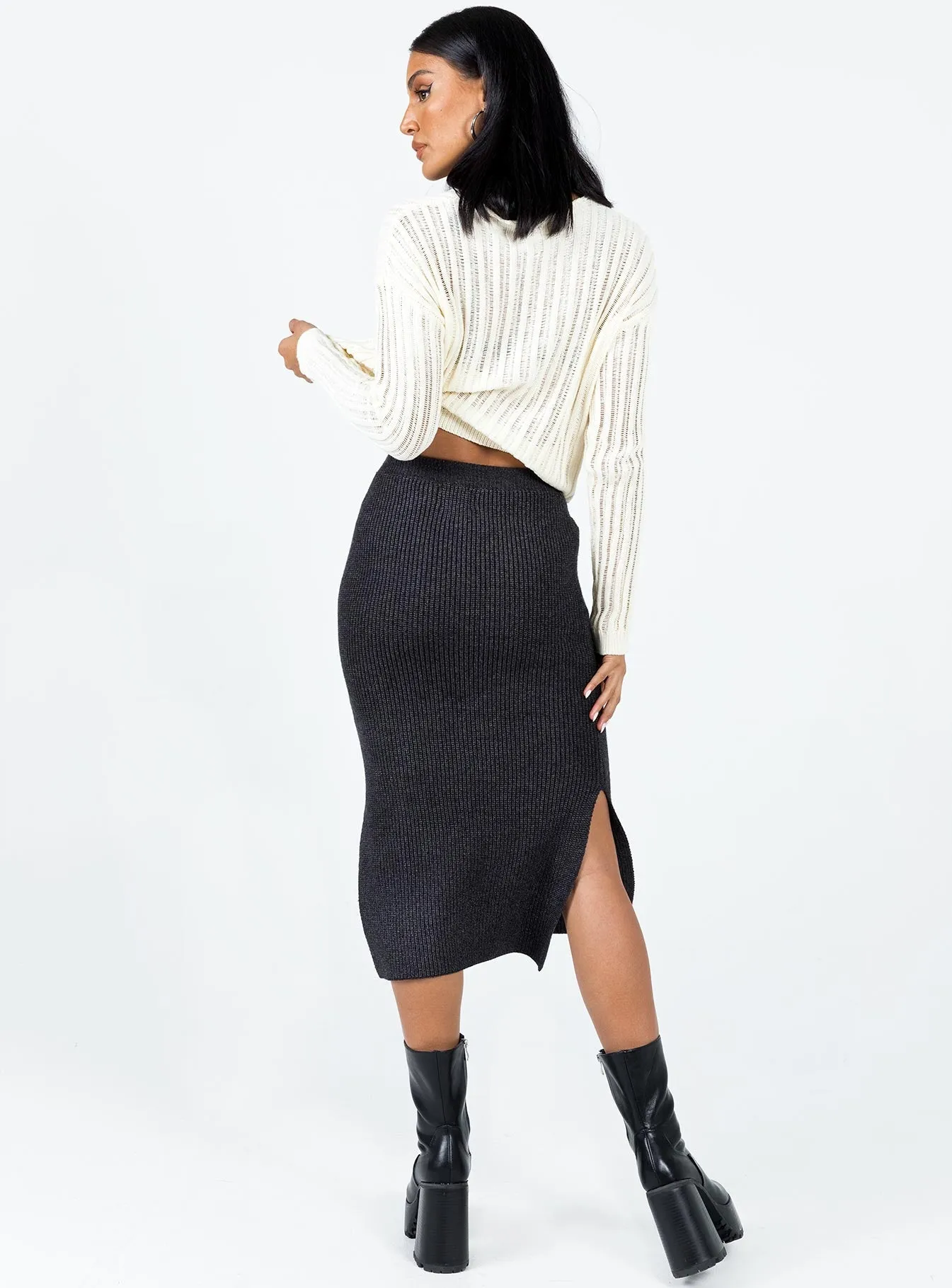 Zanna Midi Skirt Slate